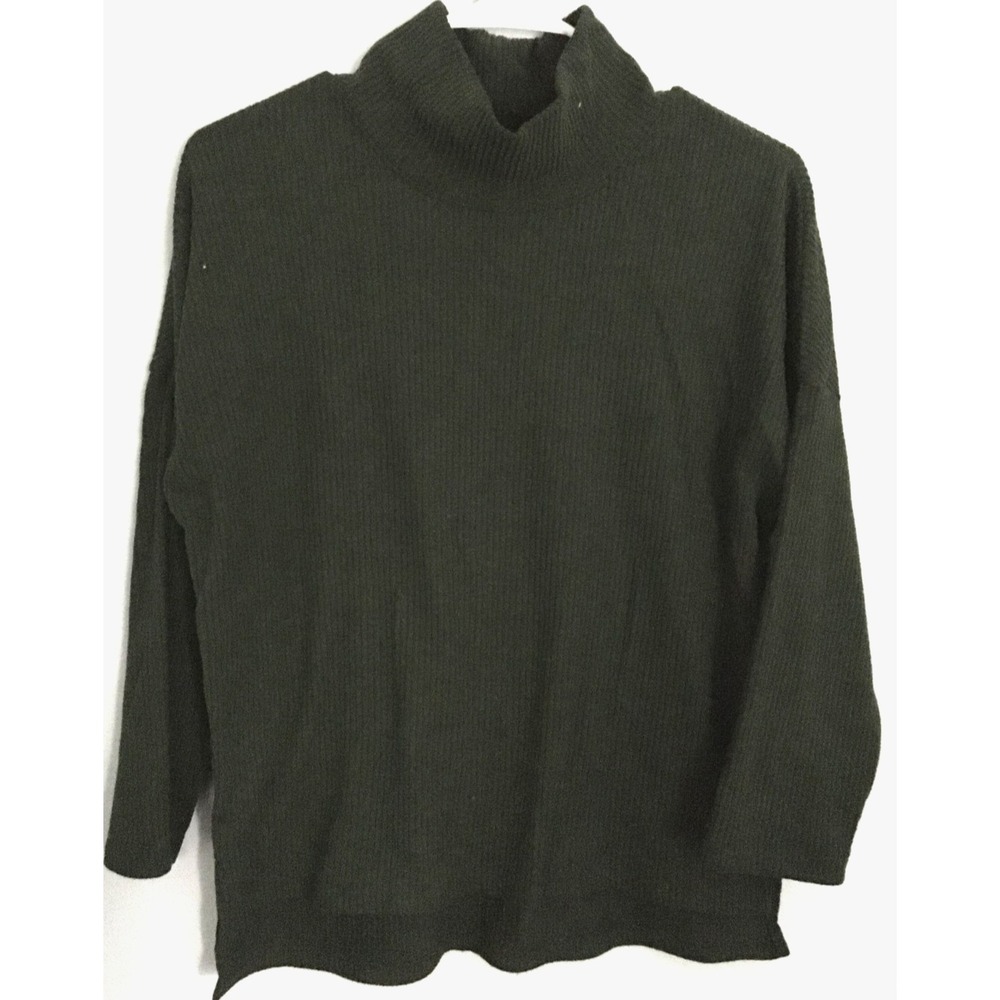 Old Navy Sweater Womens S Green Ribbed Mock Neck Long Sleeve Knit Top Stretch
